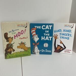 Dr. Suess Book Lot of 3 Books: The Cat in the Hat, Mr. Brown Cow, Hand Fingers